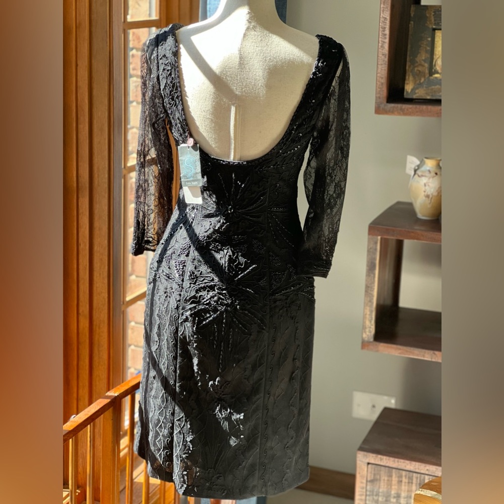 NWT Sue Wong 6 V-Neck Knee-Length Lace & Beaded Dress - Picture 6 of 13
